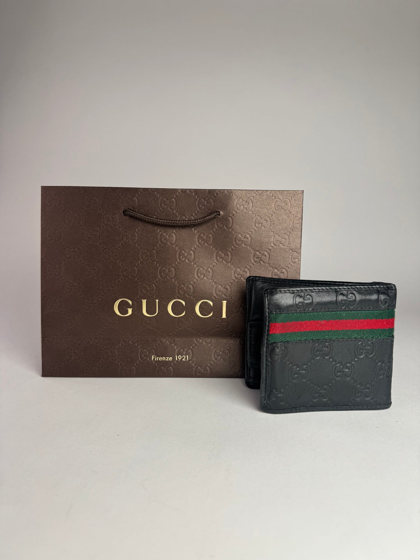 Vintage Gucci Leather Monogram Wallet black