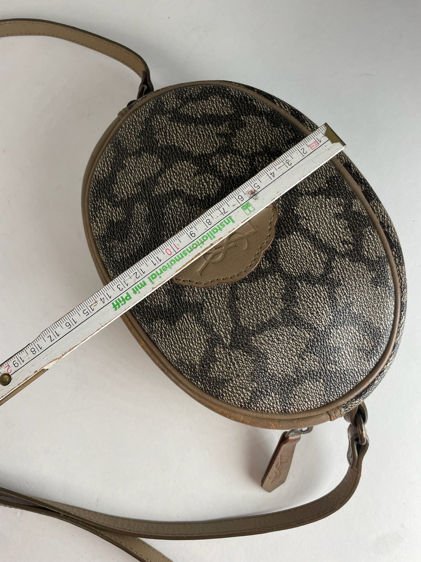 Vintage Yves Saint Laurent Leather Crossbody / Shoulder Bag Grey Black Brown