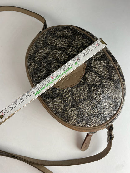 Vintage Yves Saint Laurent Leather Crossbody / Shoulder Bag Grey Black Brown