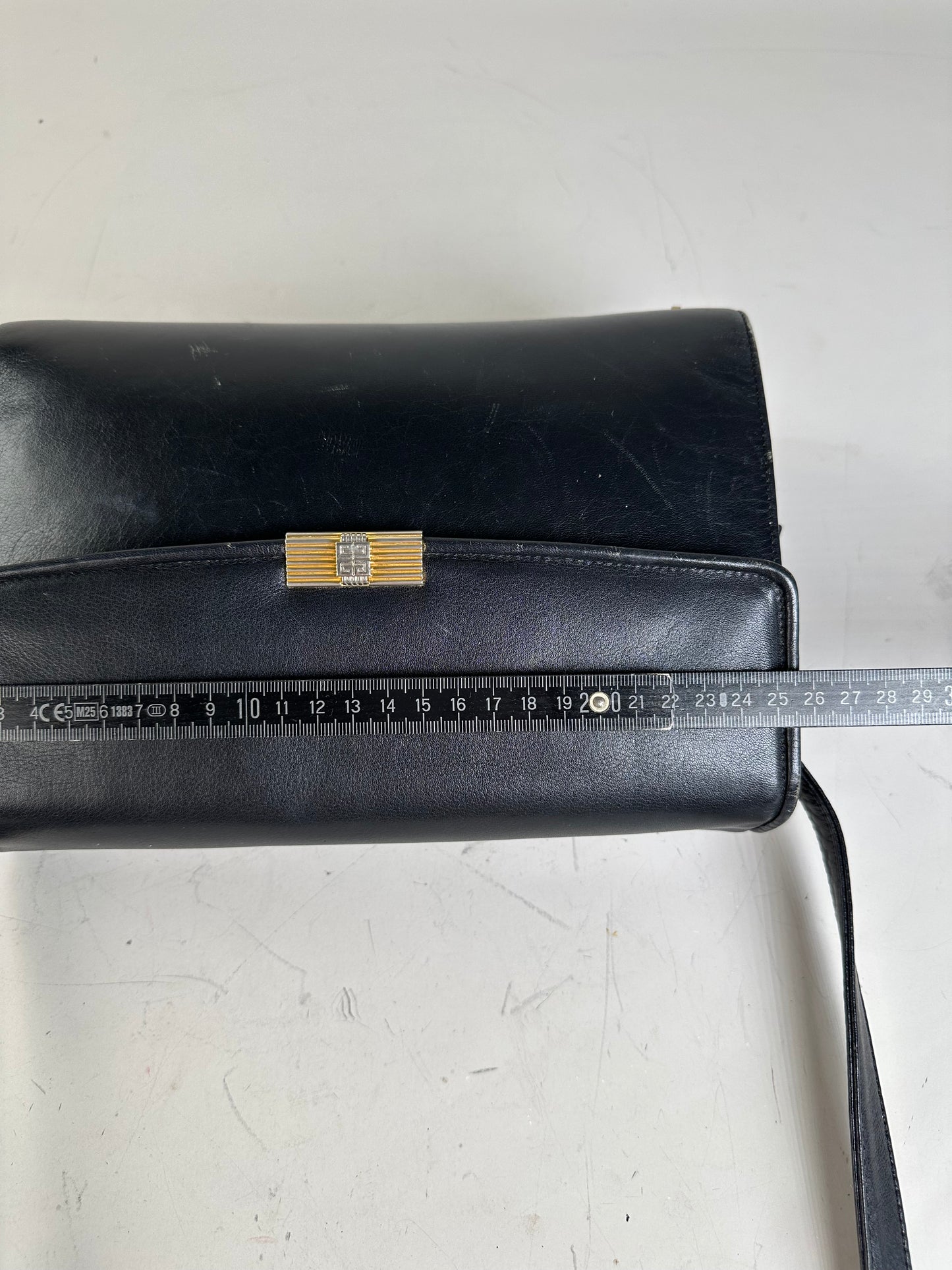 Vintage Givenchy Leather Shoulder Bag Black Gold
