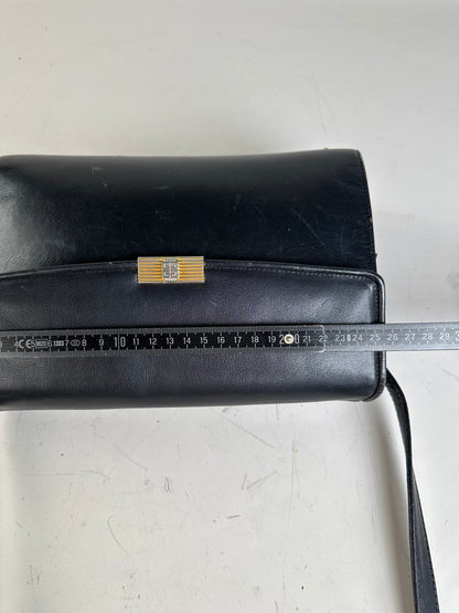 Vintage Givenchy Leather Shoulder Bag Black Gold
