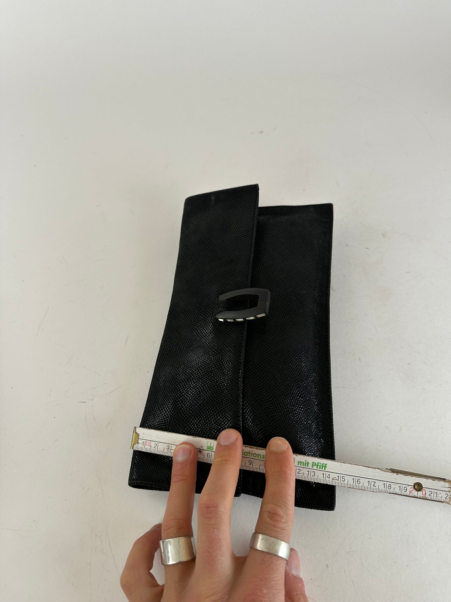 Vintage Loewe Madrid Snake Emblossed Leather Clutch Black