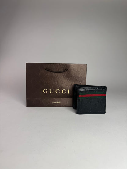 Vintage Gucci Leather Monogram Wallet black
