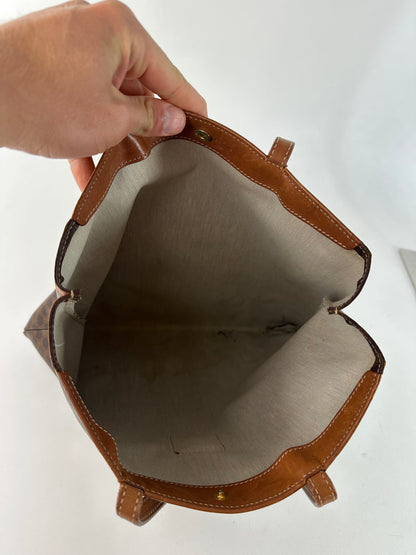 Vintage Celine Macadam Canvas Tote Bag Dark Brown
