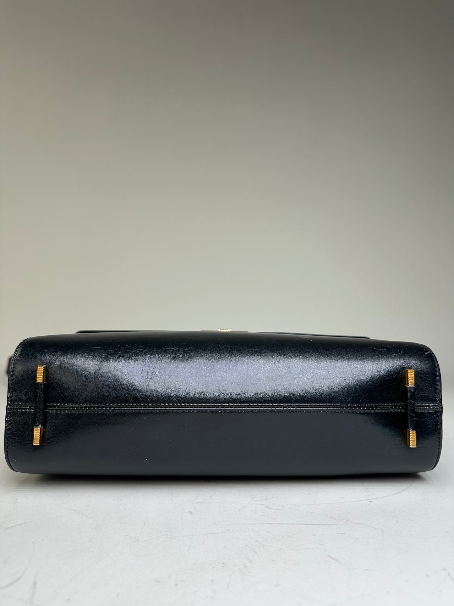 Vintage Givenchy Leather Shoulder Bag Black Gold