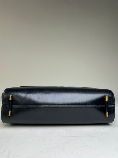 Vintage Givenchy Leather Shoulder Bag Black Gold