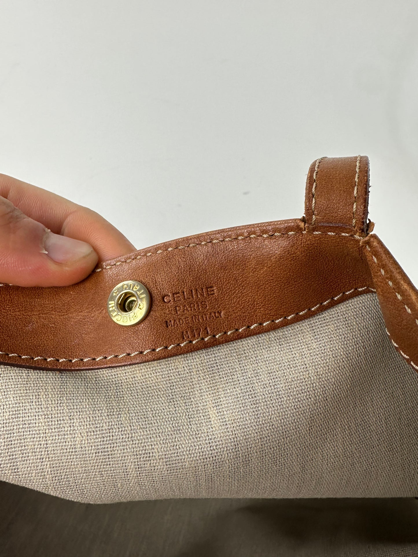 Vintage Celine Macadam Canvas Tote Bag Dark Brown