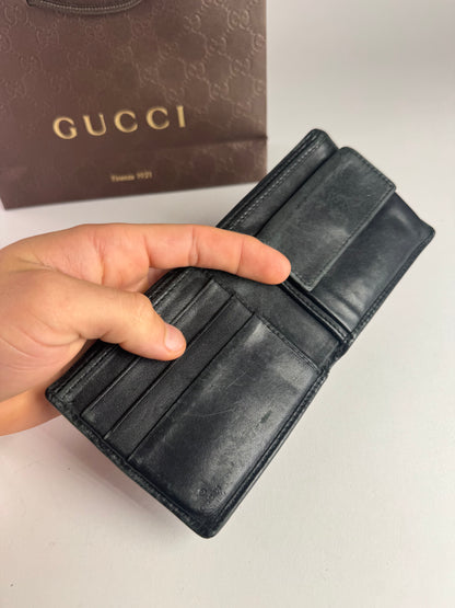 Vintage Gucci Leather Monogram Wallet black