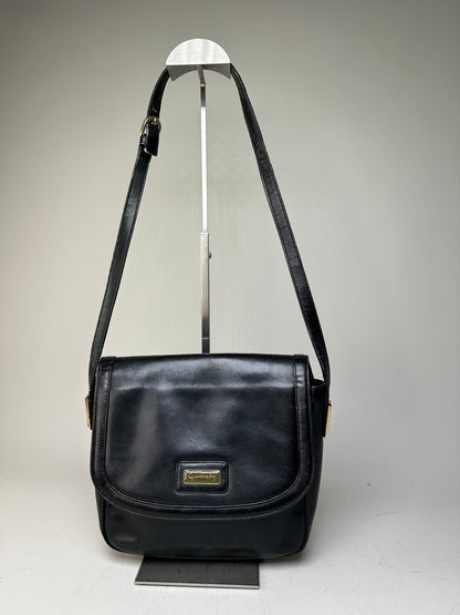 Vintage Givenchy Structured Leather Shoulder Bag Black Gold