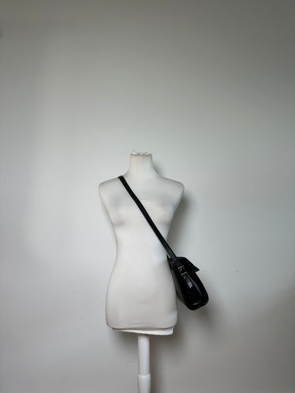 Vintage Givenchy Leather Shoulder Bag Black Gold