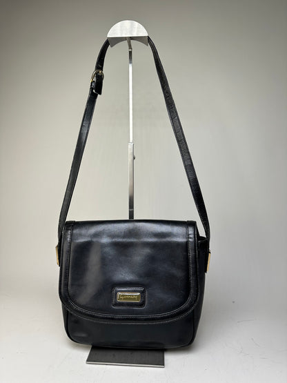 Vintage Givenchy Structured Leather Shoulder Bag Black Gold