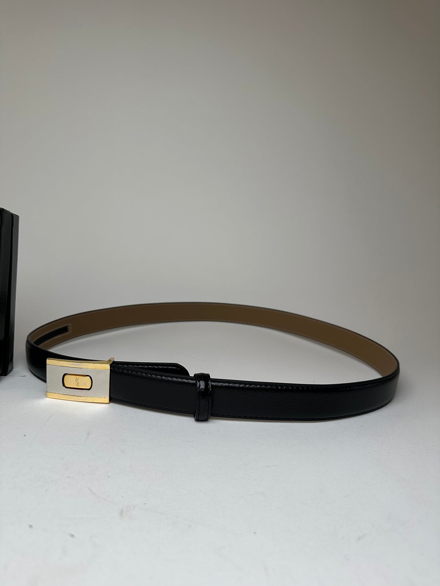 Vintage Yves Saint Laurent Leather Belt Set Black