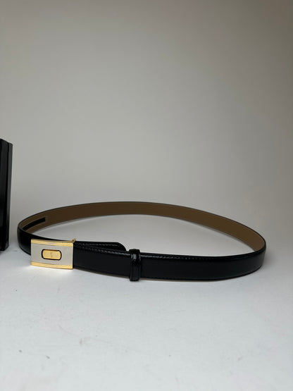 Vintage Yves Saint Laurent Leather Belt Set Black