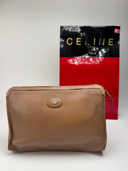 Pochette vintage en cuir marron Céline Paris