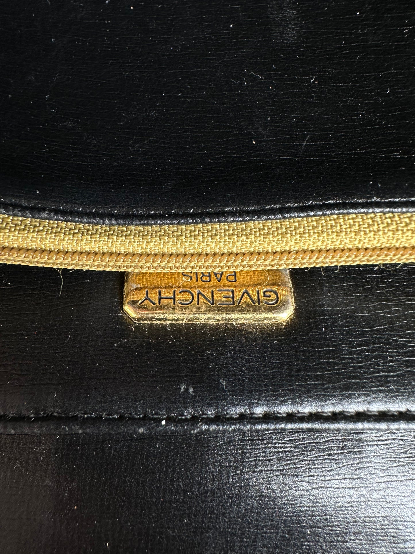 Vintage Givenchy Leather Shoulder Bag Black Gold