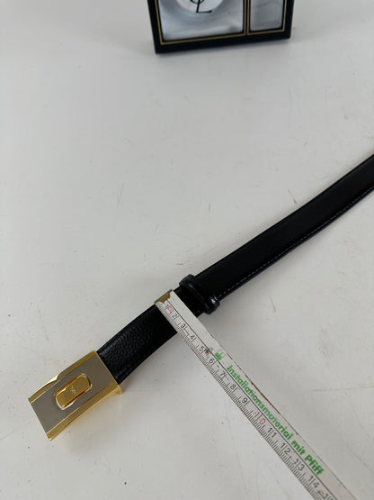 Vintage Yves Saint Laurent Leather Belt Set Black