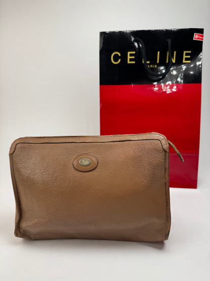 Pochette vintage en cuir marron Céline Paris