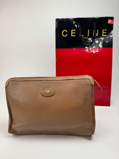 Pochette vintage en cuir marron Céline Paris