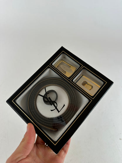 Vintage Yves Saint Laurent Leather Belt Set Black