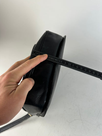 Vintage Givenchy Structured Leather Shoulder Bag Black Gold