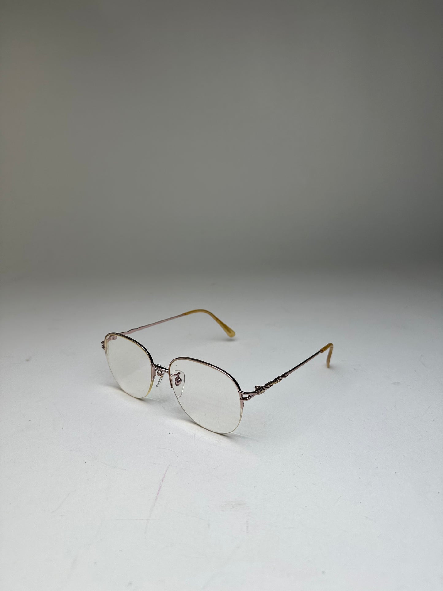 Vintage Semi-Rimless Titanium Eyeglasses Rose Gold