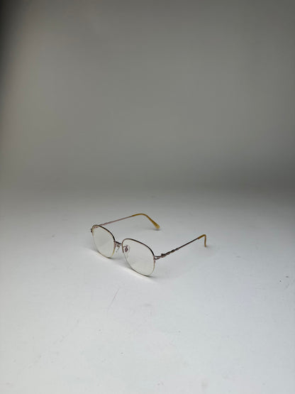 Vintage Semi-Rimless Titanium Eyeglasses Rose Gold