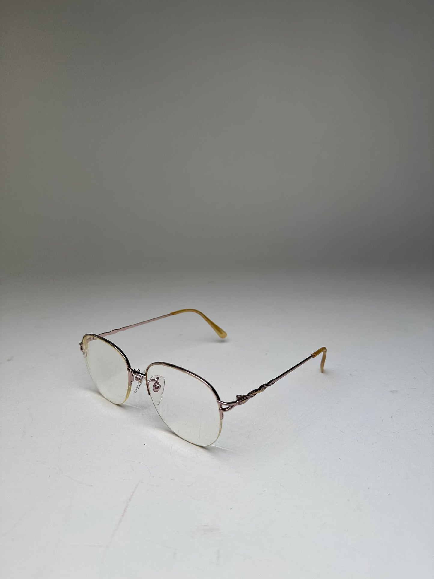 Vintage Semi-Rimless Titanium Eyeglasses Rose Gold