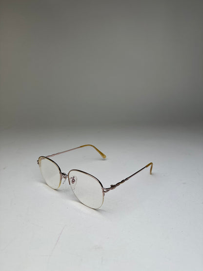 Vintage Semi-Rimless Titanium Eyeglasses Rose Gold