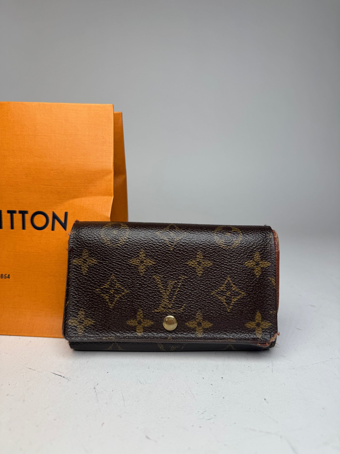 Vintage Louis Vuitton Monogram Leather Wallet Brown
