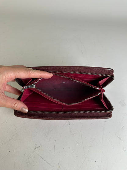 Vintage Loewe Grained Leather Zip Wallet Fuchsia Silver