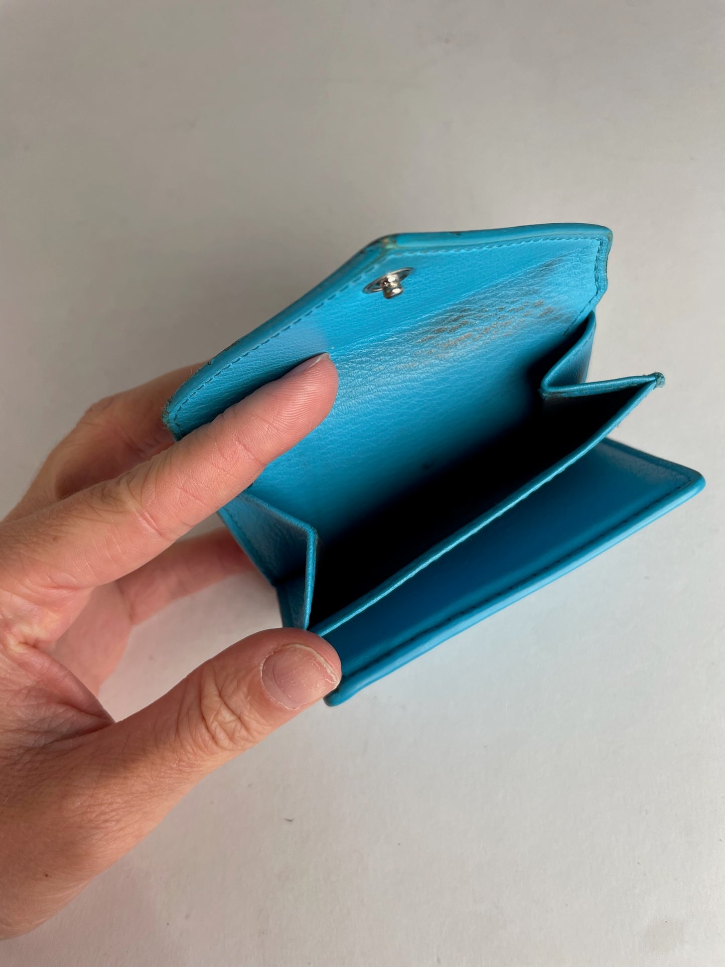 Vintage Balenciaga Leather Card Holder Blue
