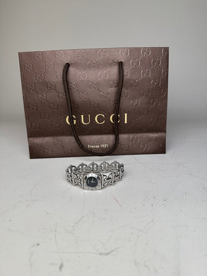 Vintage Gucci Stainless Steel Bracelet Watch Black Dial Silver