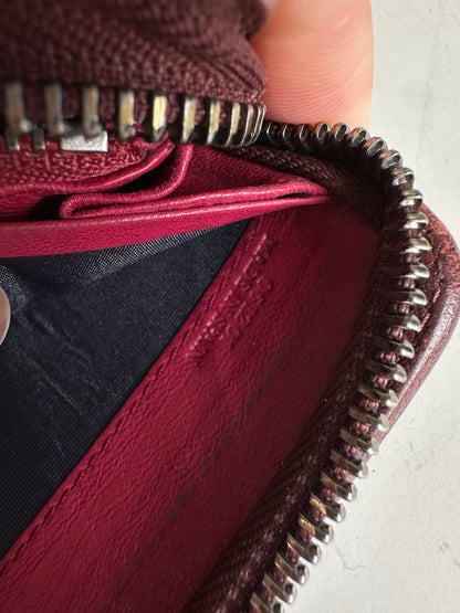 Vintage Loewe Grained Leather Zip Wallet Fuchsia Silver