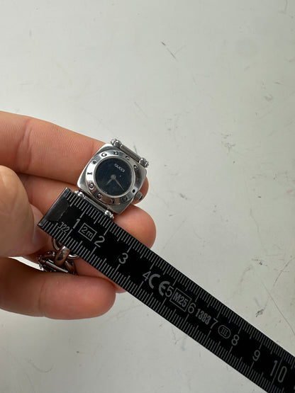 Vintage Gucci Stainless Steel Bracelet Watch Black Dial Silver