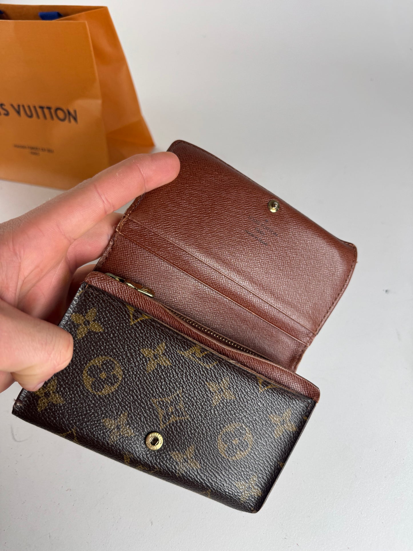 Vintage Louis Vuitton Monogram Leather Wallet Brown