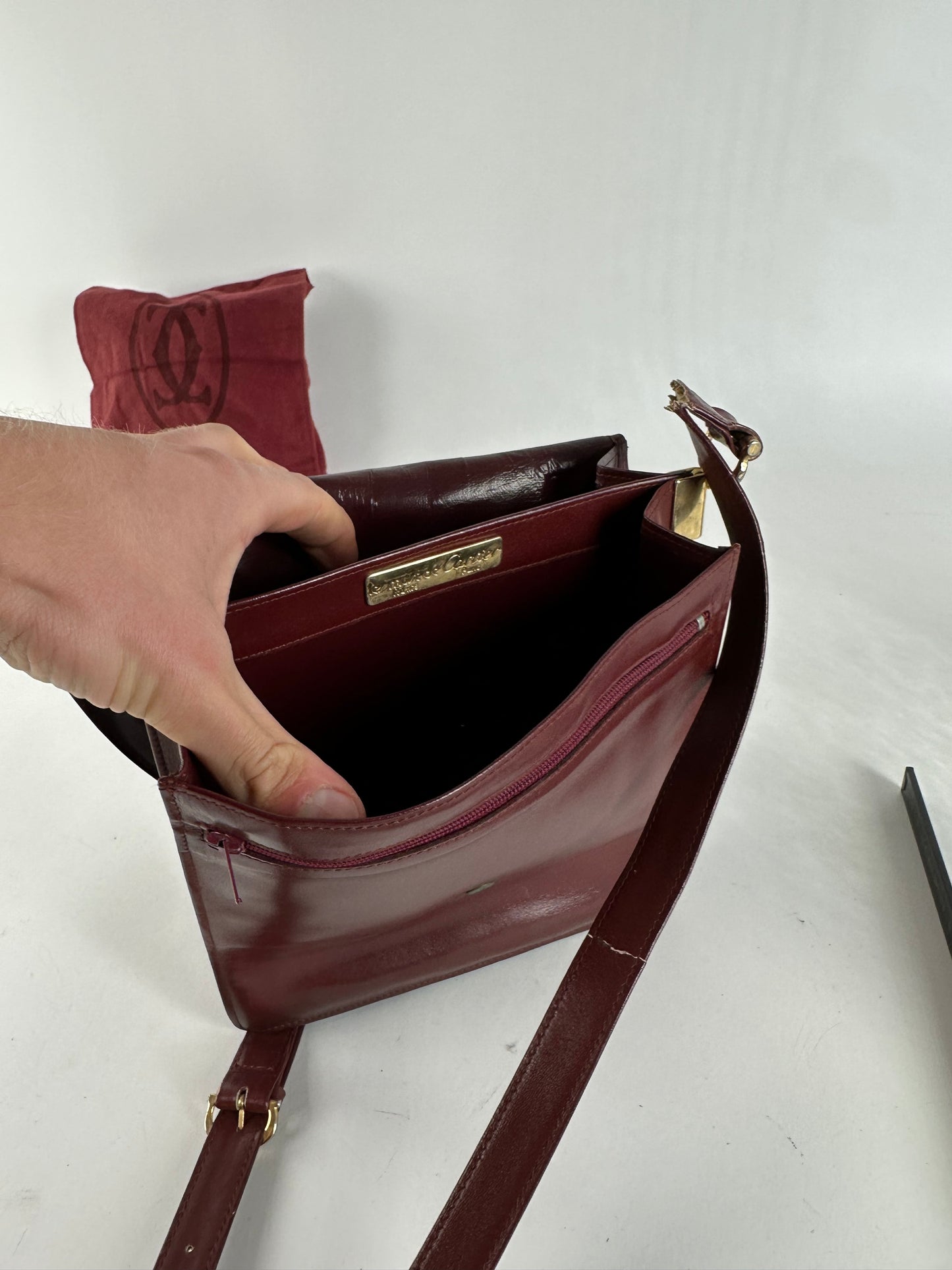 Vintage Cartier Must de Cartier Leather Shoulder Bag Bordeaux