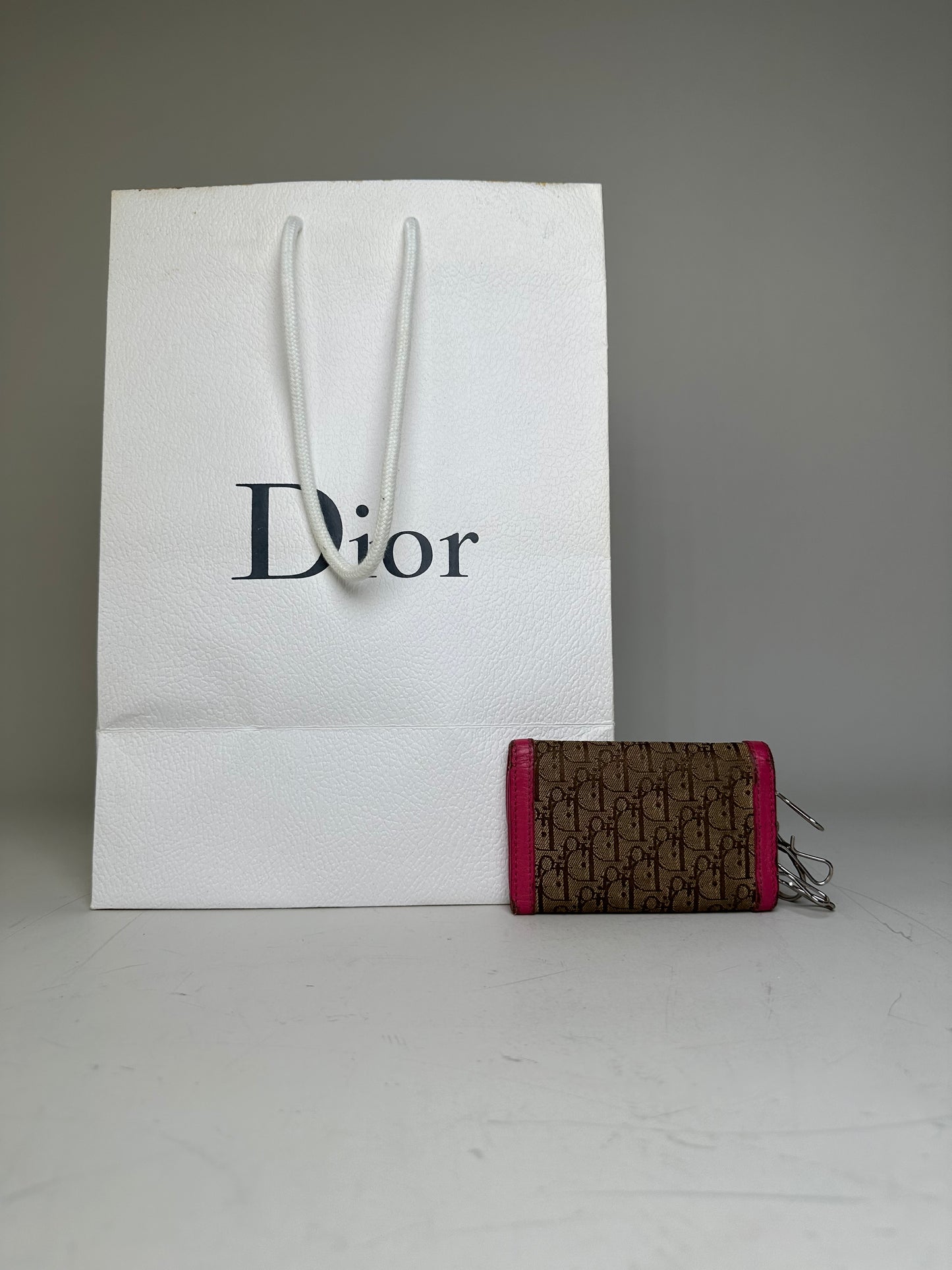 Vintage Dior Oblique Canvas Key Holder Brown Pink