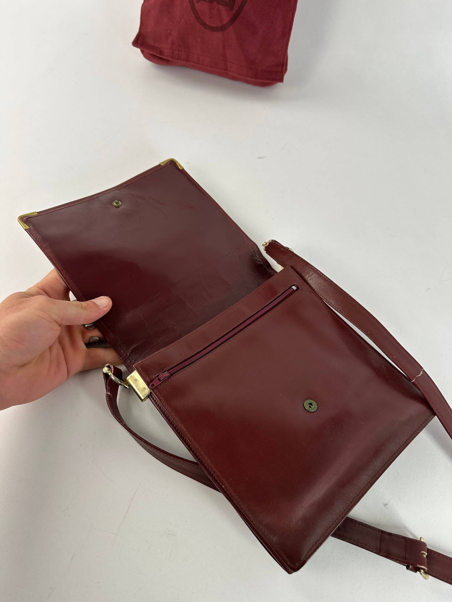 Vintage Cartier Must de Cartier Leather Shoulder Bag Bordeaux