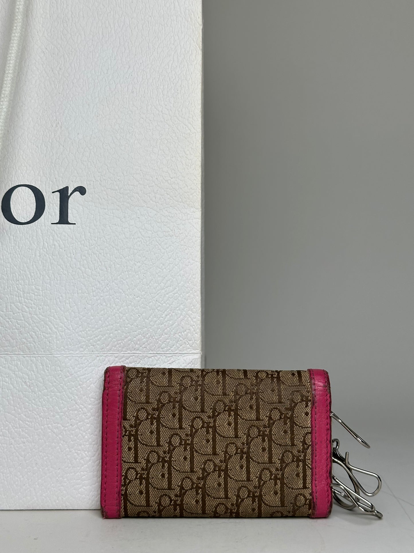 Vintage Dior Oblique Canvas Key Holder Brown Pink