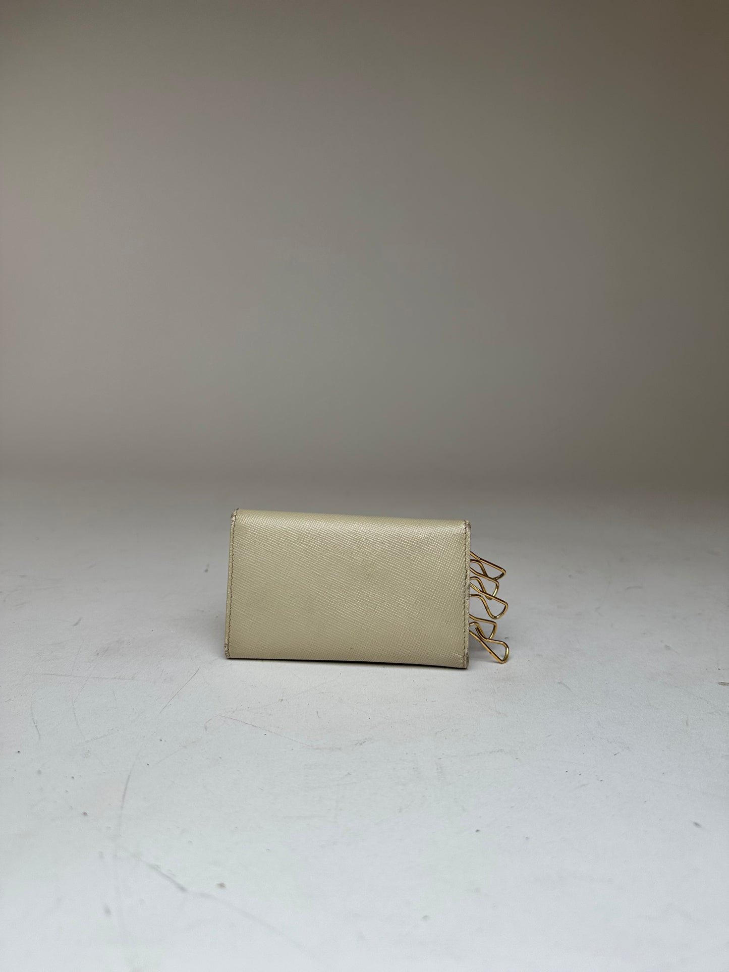 Vintage Prada Leather Card / Key Holder White