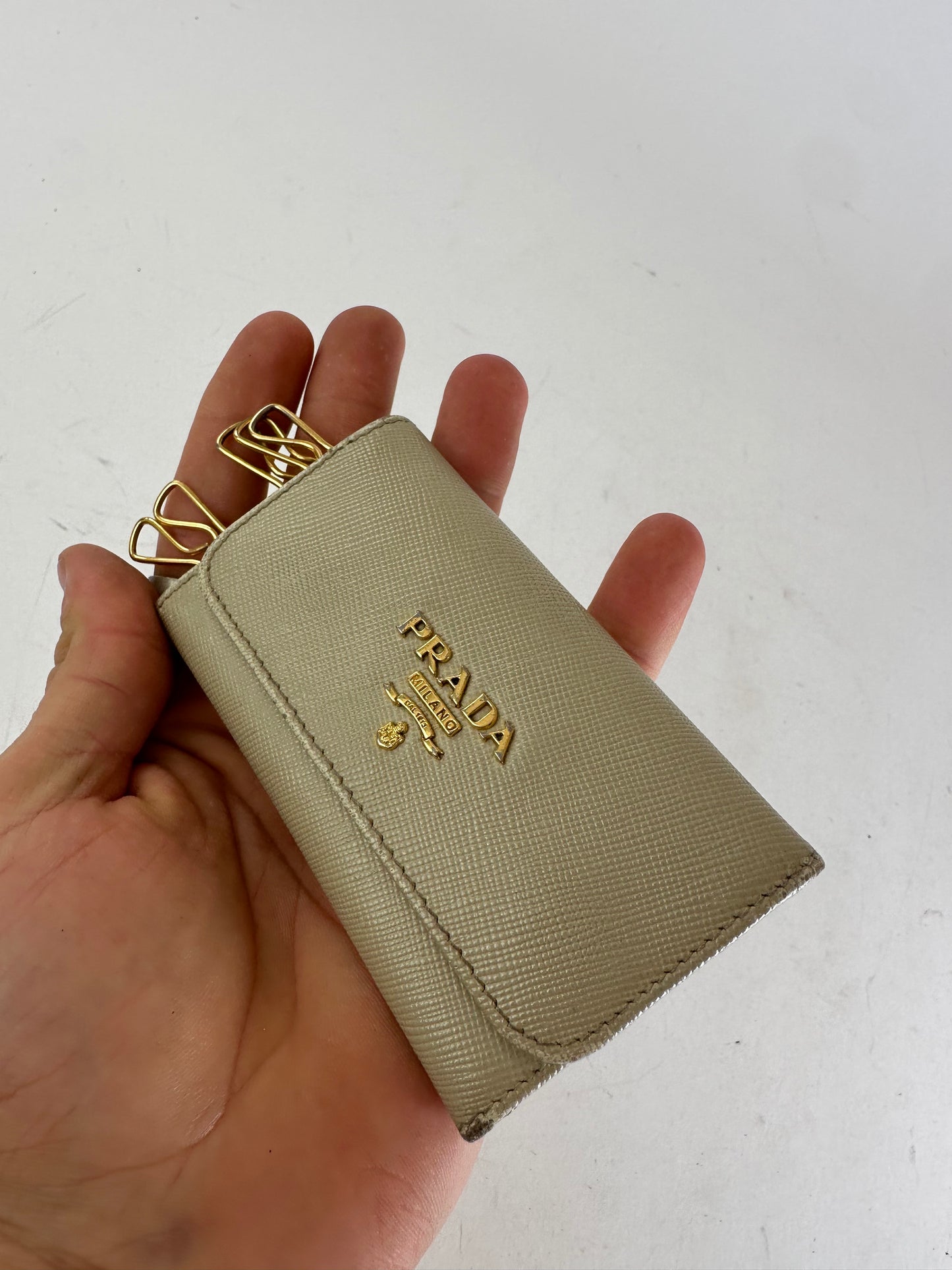 Vintage Prada Leather Card / Key Holder White