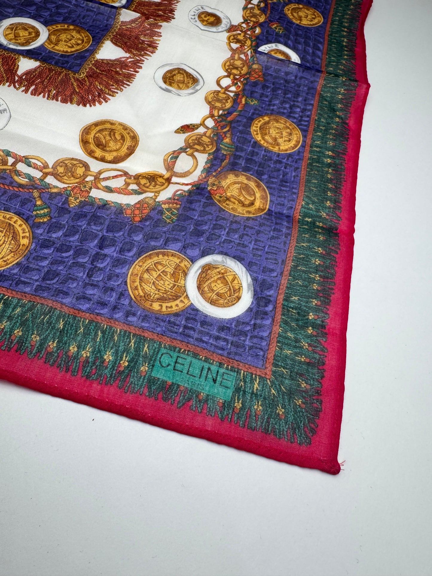Vintage Celine Scarf Red Blue Green
