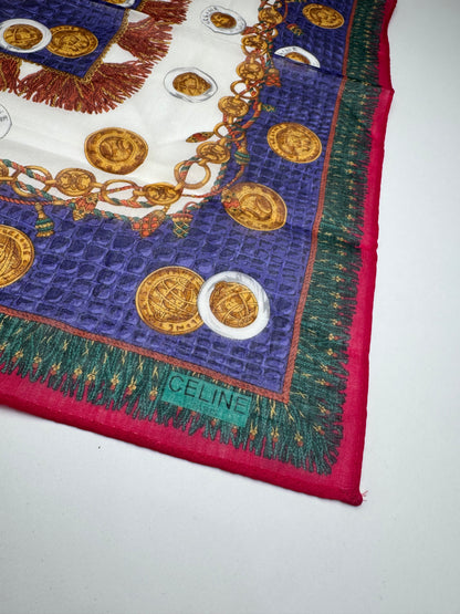 Vintage Celine Scarf Red Blue Green