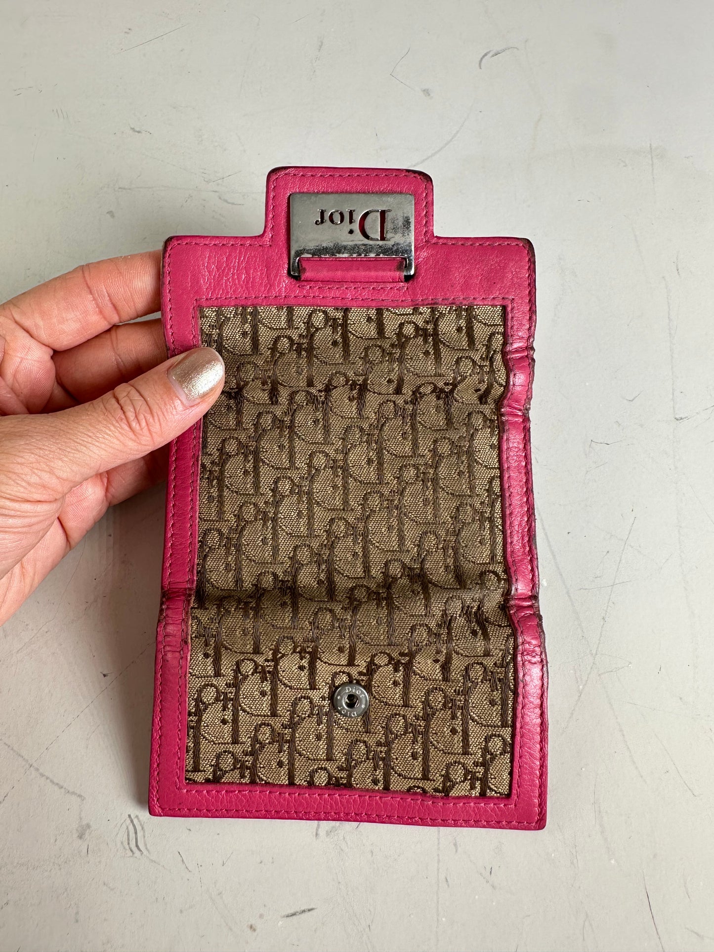 Vintage Dior Oblique Canvas Key Holder Brown Pink
