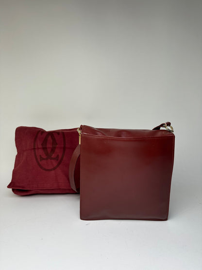 Vintage Cartier Must de Cartier Leather Shoulder Bag Bordeaux