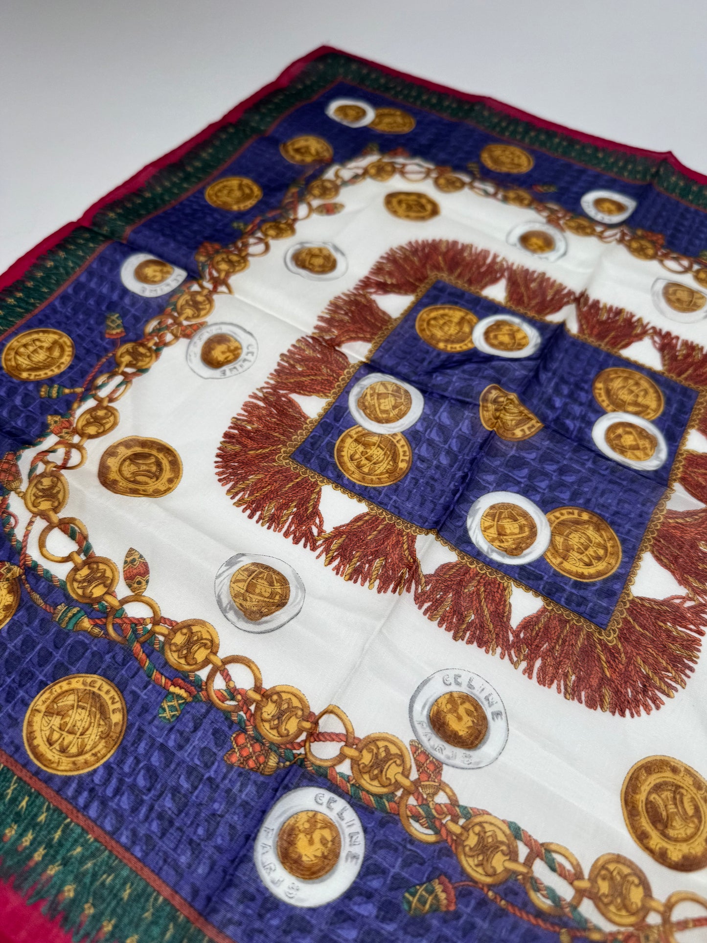 Vintage Celine Scarf Red Blue Green