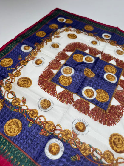 Vintage Celine Scarf Red Blue Green