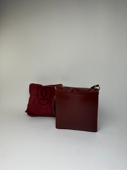 Vintage Cartier Must de Cartier Leather Shoulder Bag Bordeaux