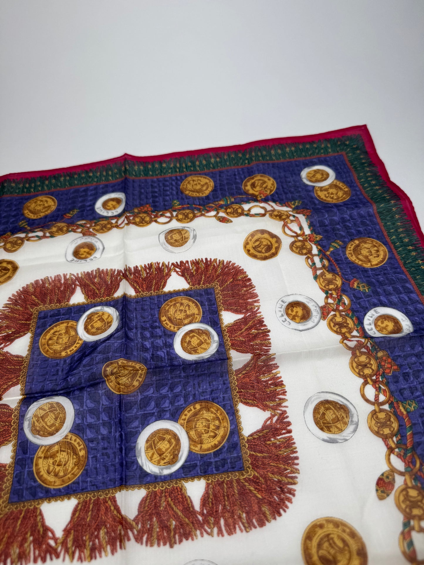 Vintage Celine Scarf Red Blue Green