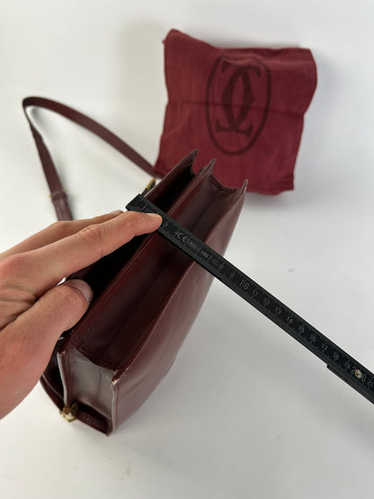 Vintage Cartier Must de Cartier Leather Shoulder Bag Bordeaux